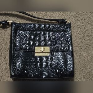 Brahmin Black Croc Embossed Small Crossbody